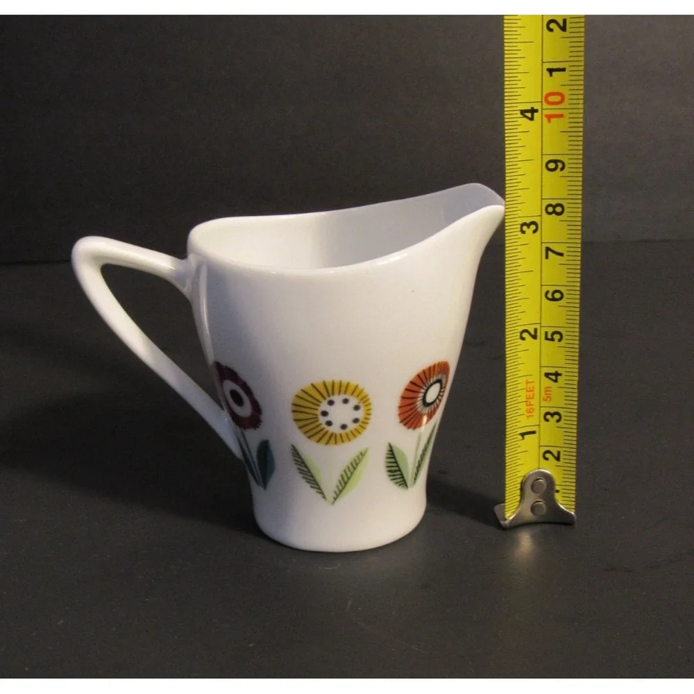 Upsala Ekeby Karlskrona Creamer Sweden Mid Century Modern Floral Ceramic MCM